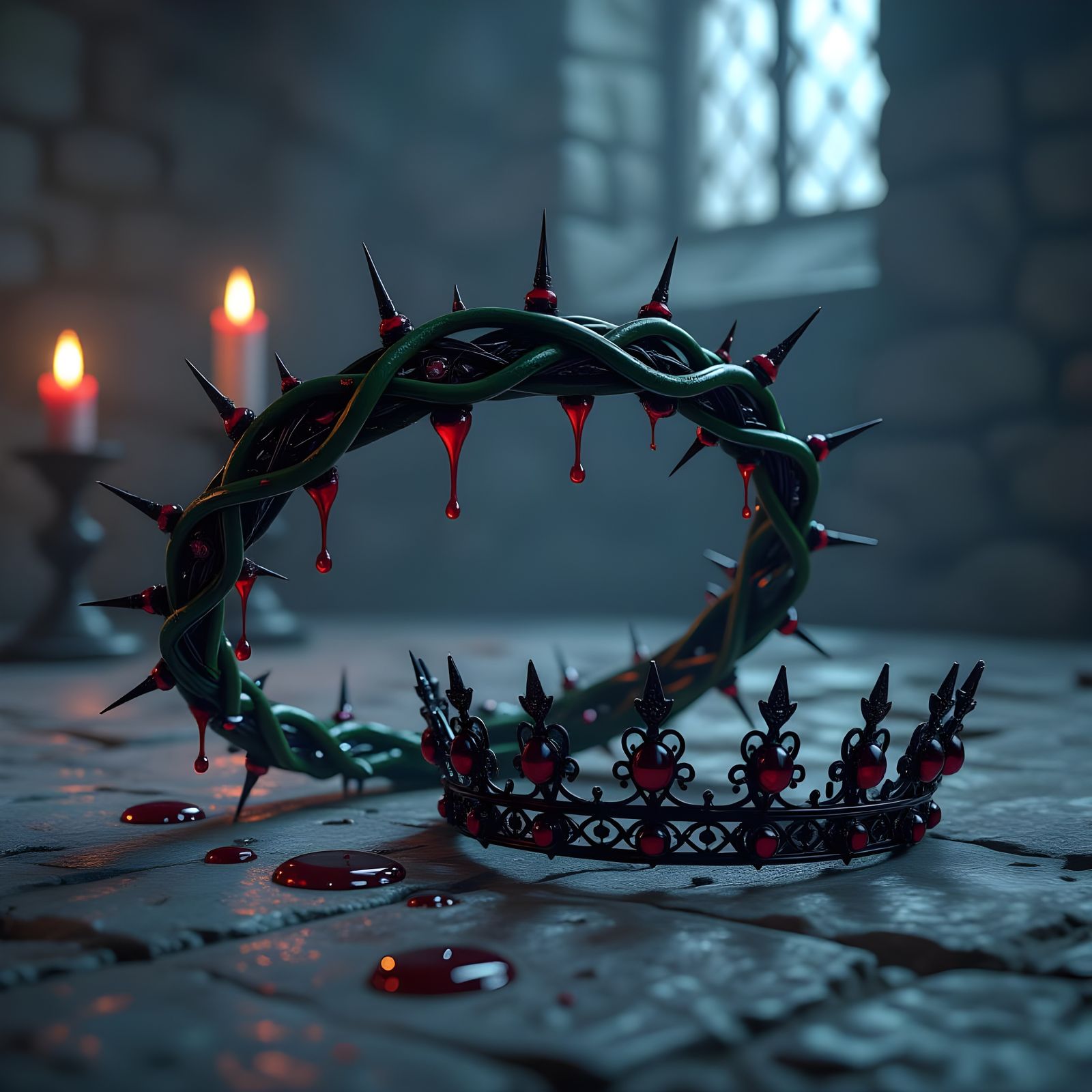 Dark Fantasy Still Life: Thorn Crown & Jeweled Tiara