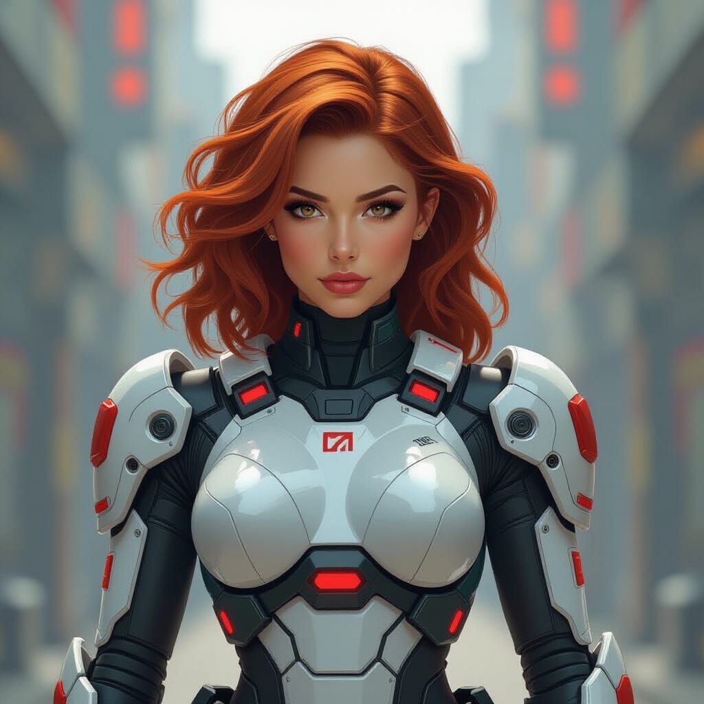 Heroic Warrior Woman in Robotech Style Armor