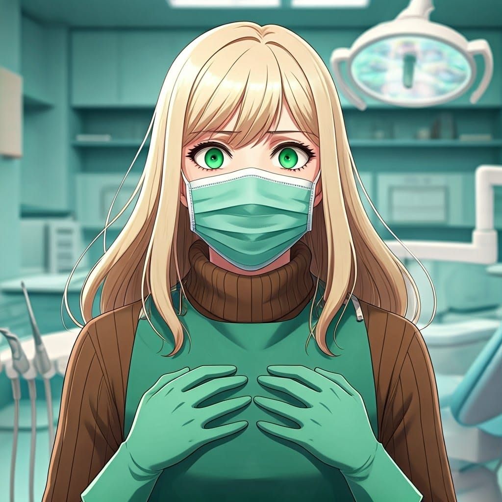 Frightened Woman in Dentist Chair, Anime Key Visual