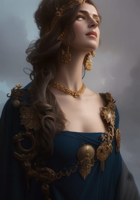 Melinoe, Greek Goddess Portrait in Art Nouveau Style