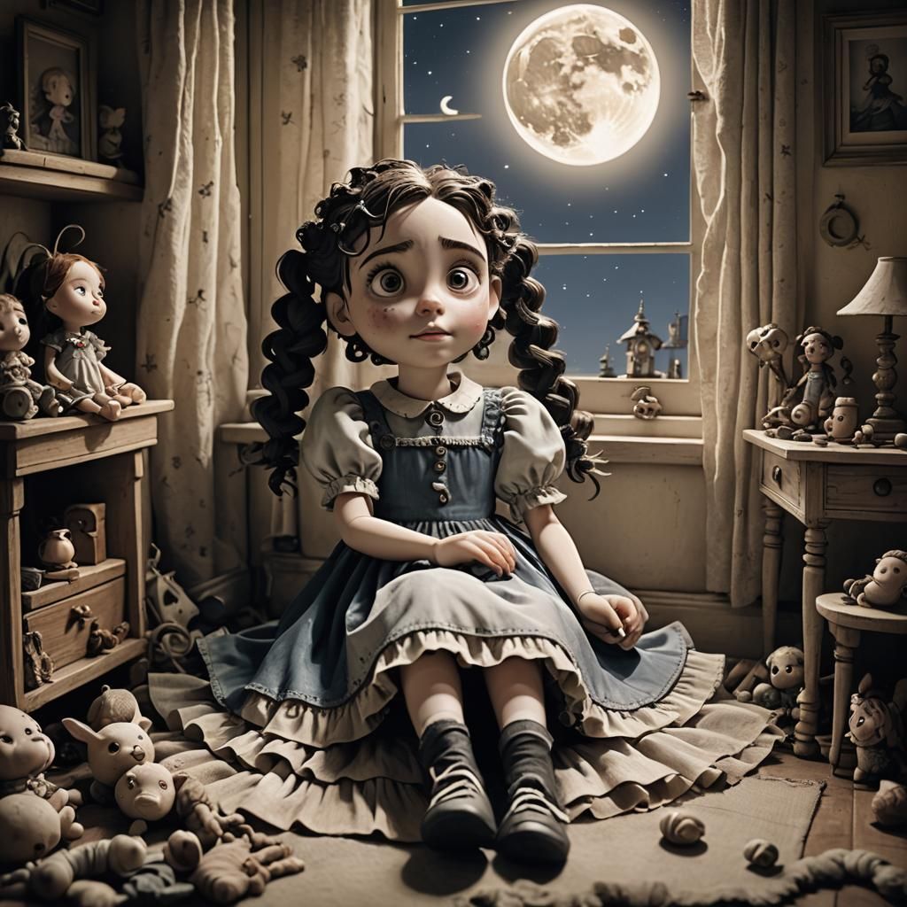 Tim Burton Style Claymation: Girl with Doll