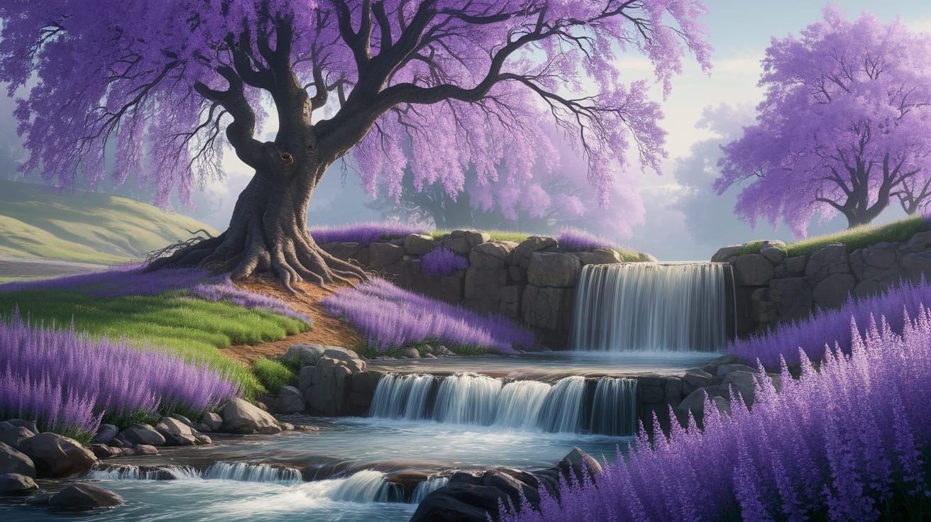 Fantasy Tree Blooms Under Soft Enchanted Light