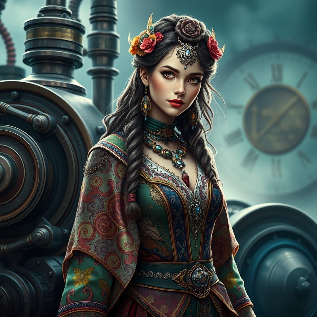 Valkyrie in Steampunk Setting: Hyperrealistic Digital Art