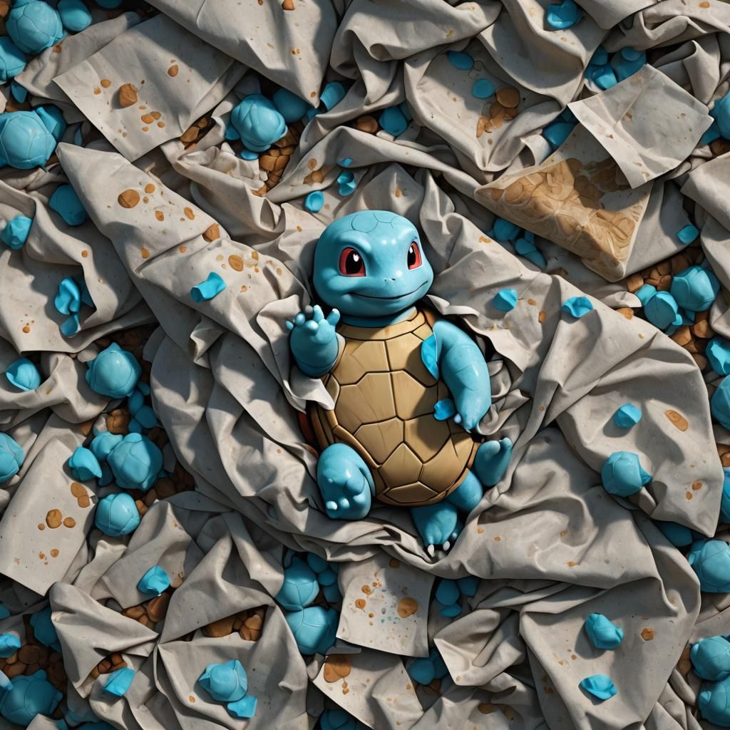 Sick Squirtle in Bed: Detailed Matte Painting