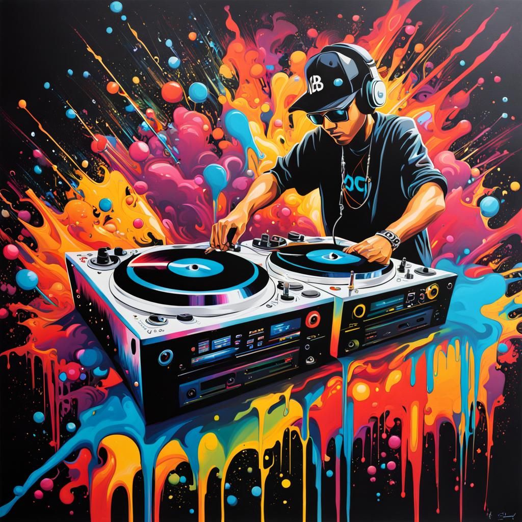Colorful Graffiti Art of a DJ