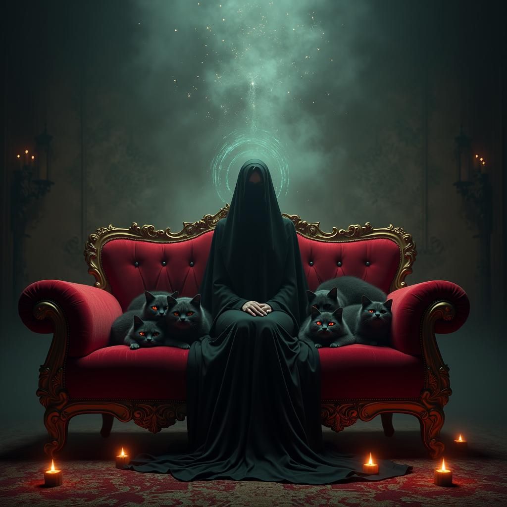 Lady of Pain with Cats: Fantasy Concept Art