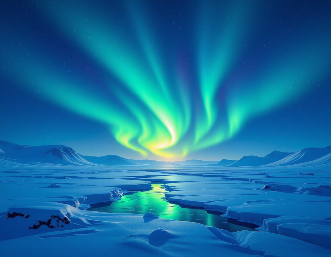 Vibrant Aurora Borealis Over Icy Tundra