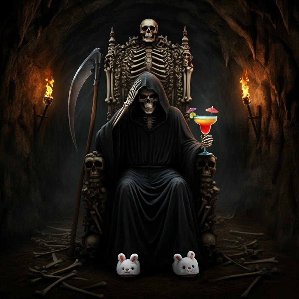 Grim Reaper's Day Off in Ominous Catacomb