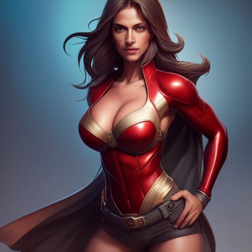 Hyperdetailed Superheroine Portrait in Art Nouveau Style