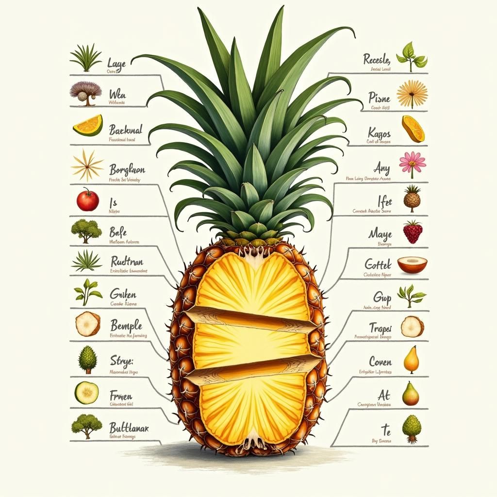 Illustrated Pineapple Anatomy in Graphic Art Style
