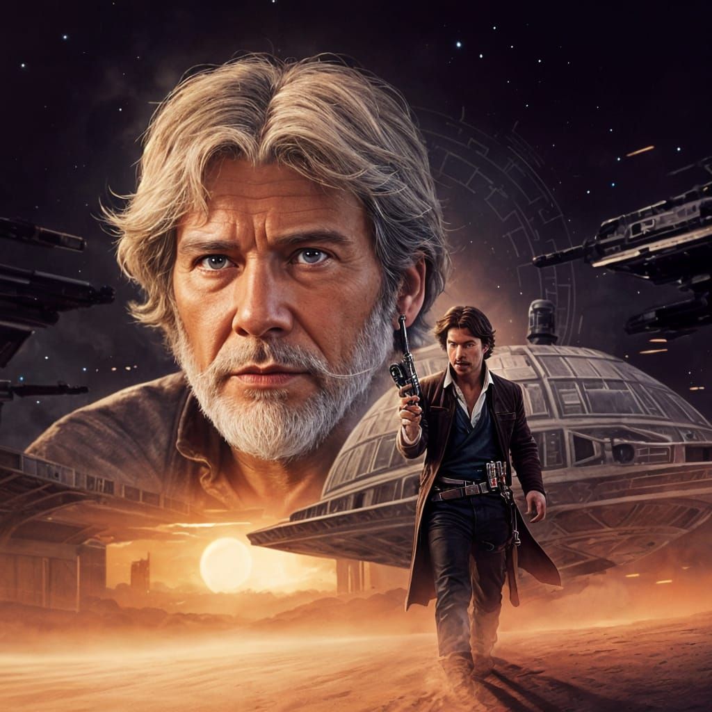 Han Solo from Star Wars with a Hipster Beard, driving along ...