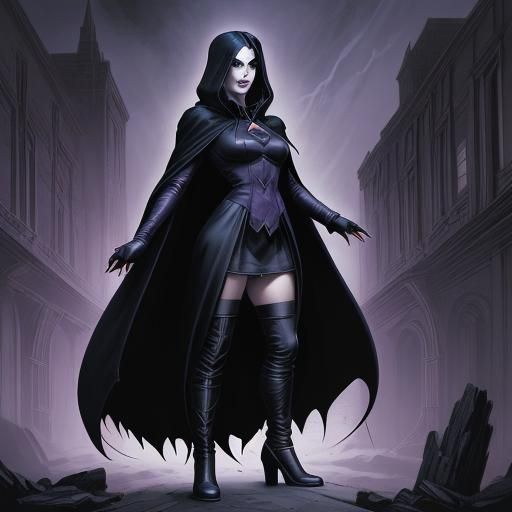 Gothic Raven in Cloak Comic Book Art