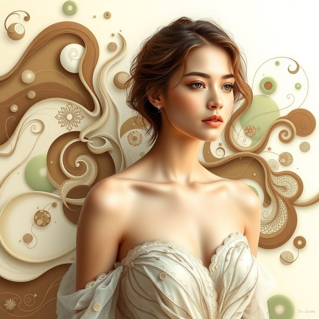 Woman in "Dress of Life" with Fractal Patterns