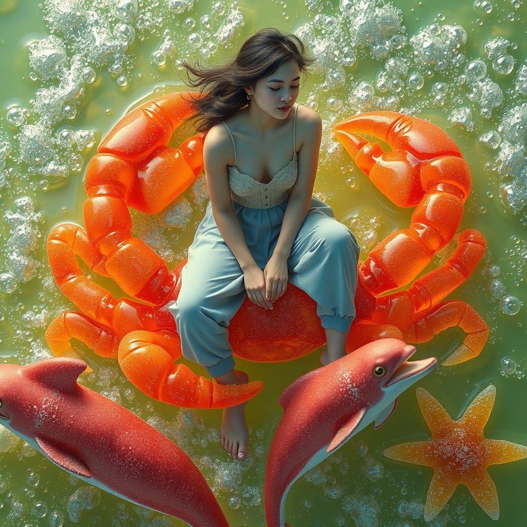 Gummy Crab Rider in a Soda Sea