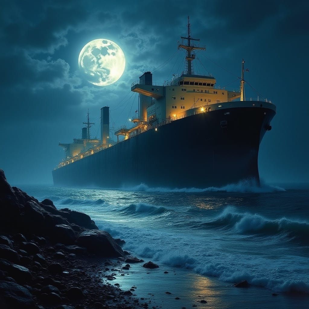 Moonlit Oil Tanker Majesty