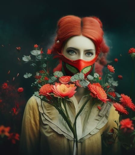 Alice in Wonderland with Gas Mask, Matte Painting