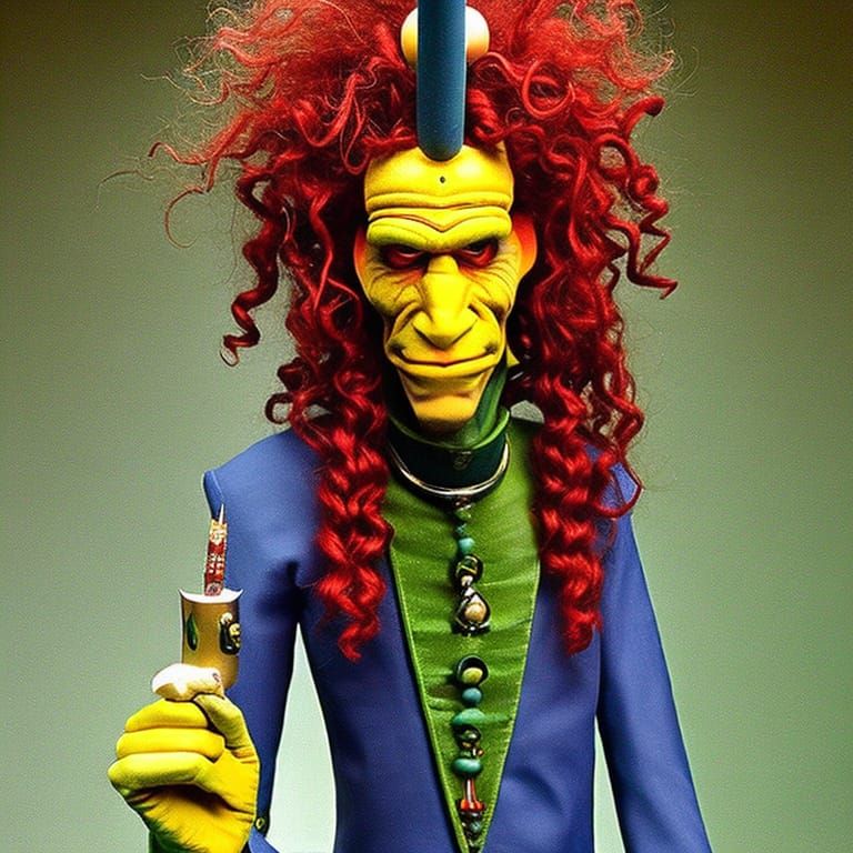 Sideshow Bob Smoking in Futuristic Fantasy Art