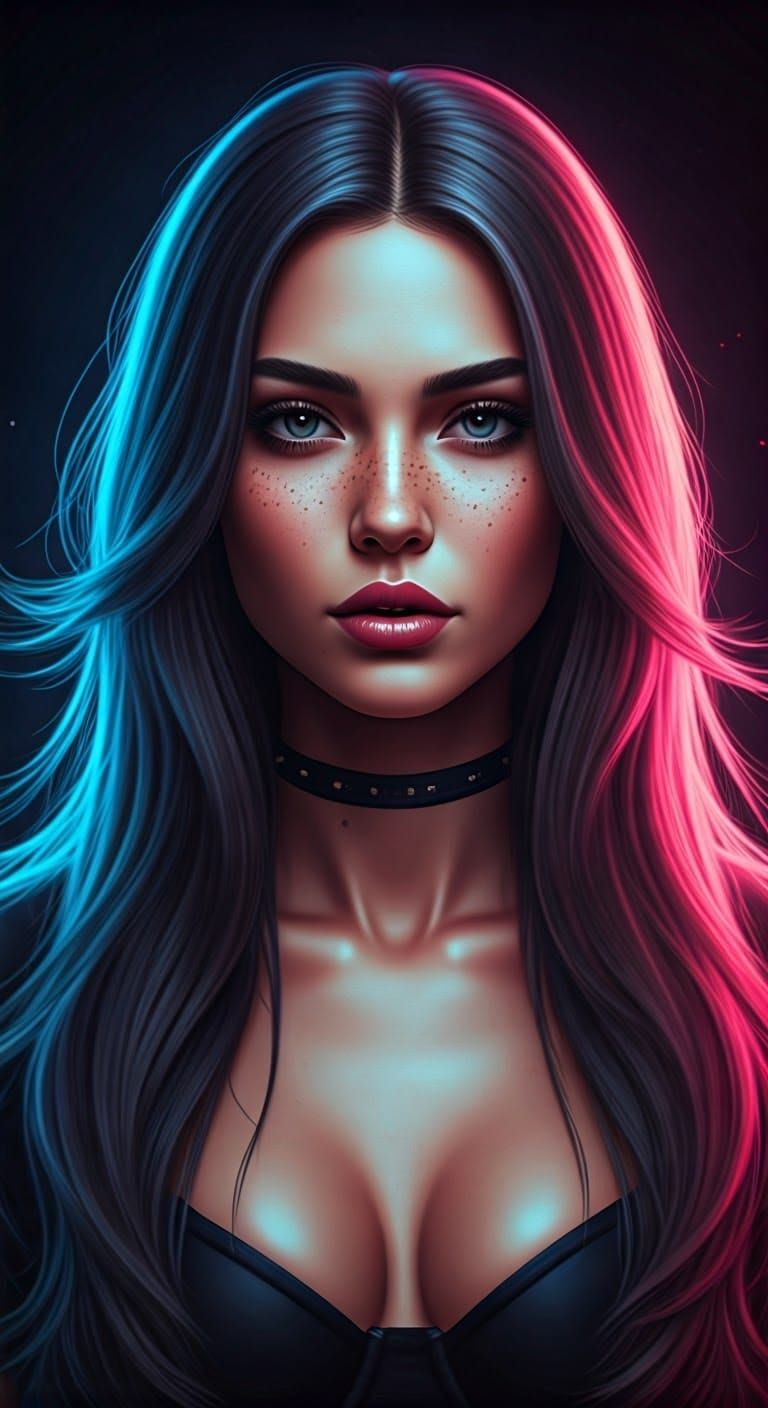 Blonde Girl Takes a Vape in Neon-Lit Atmosphere