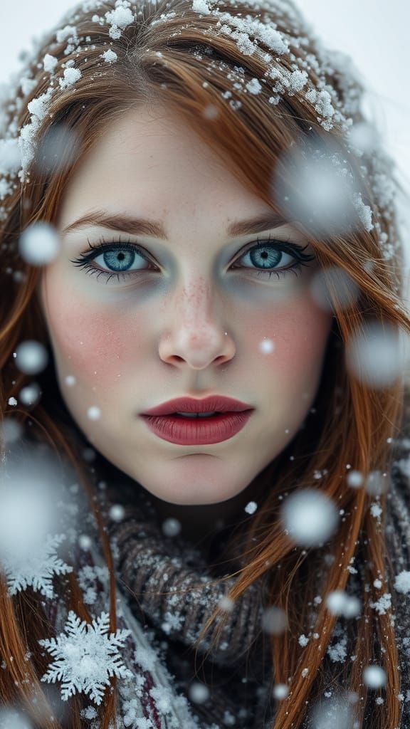 Hyper-Realistic Woman in Arctic Snowstorm