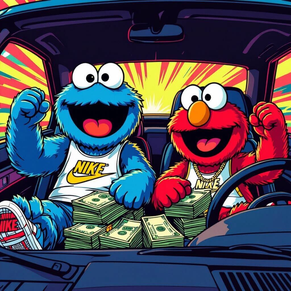 Cookie Monster & Elmo Flexing Money in Nikes and Jordans