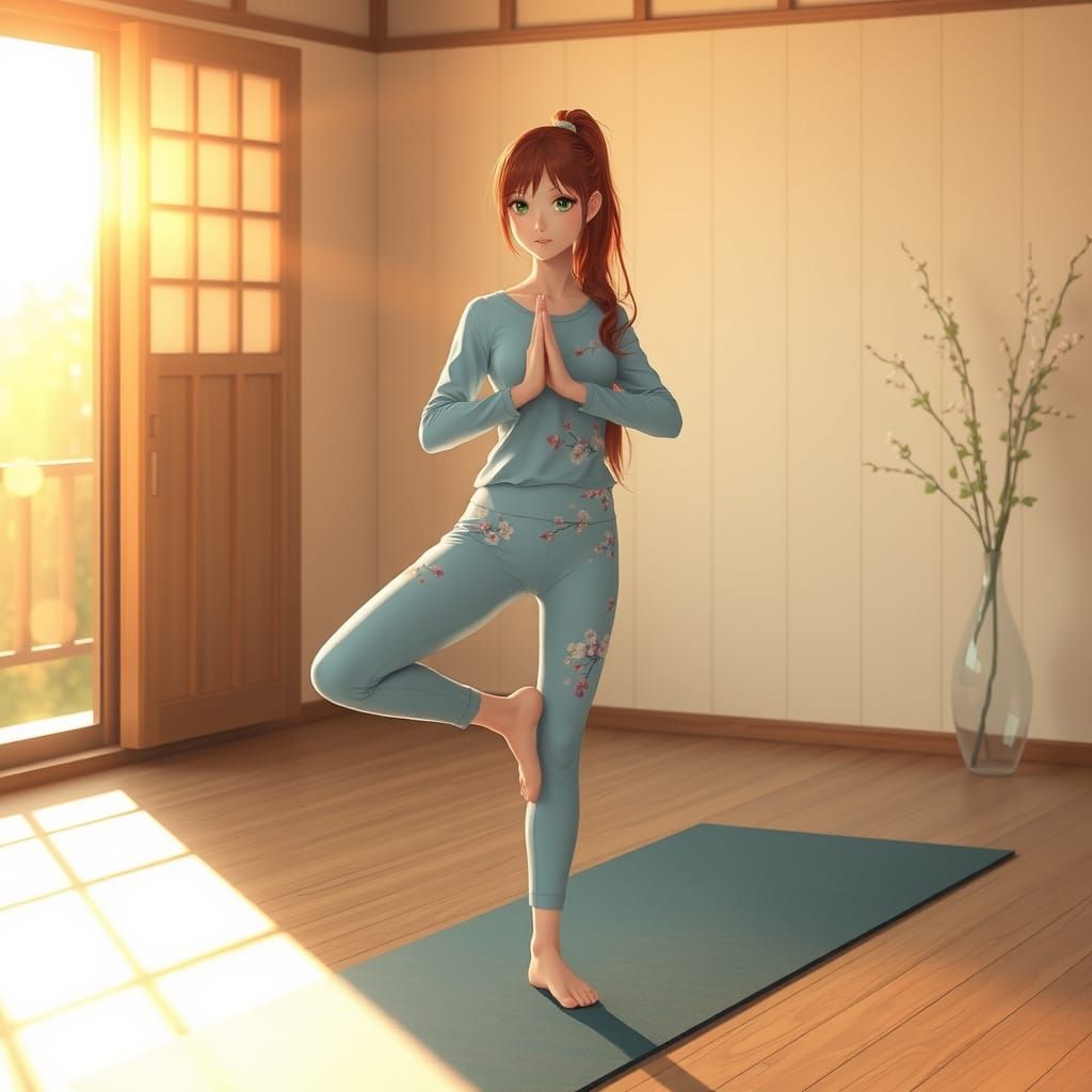 Hyper Realistic Japanese Woman in Yoga Pose