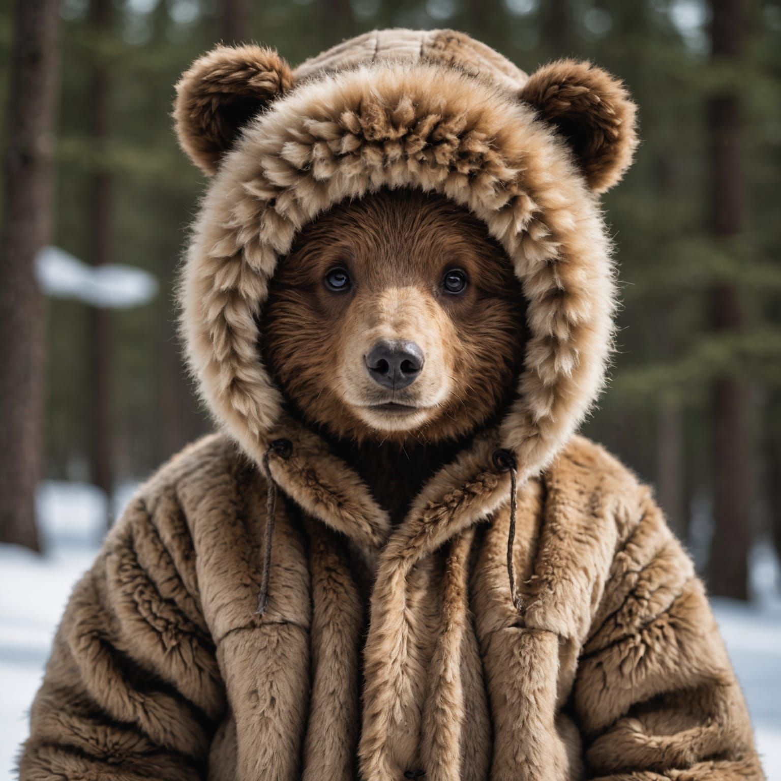 Little Bear in Fur Coat and Hat