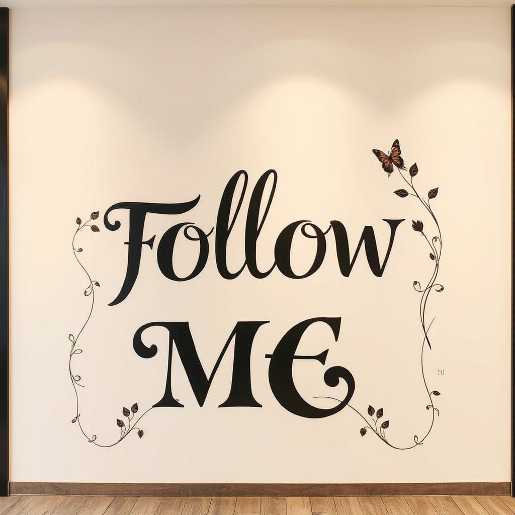 Elegant Art Nouveau Calligraphy of 'FOLLOW ME'