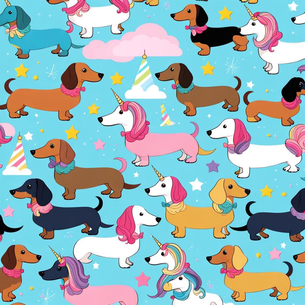 Whimsical Dachshund Unicorns in a Simple AI Image