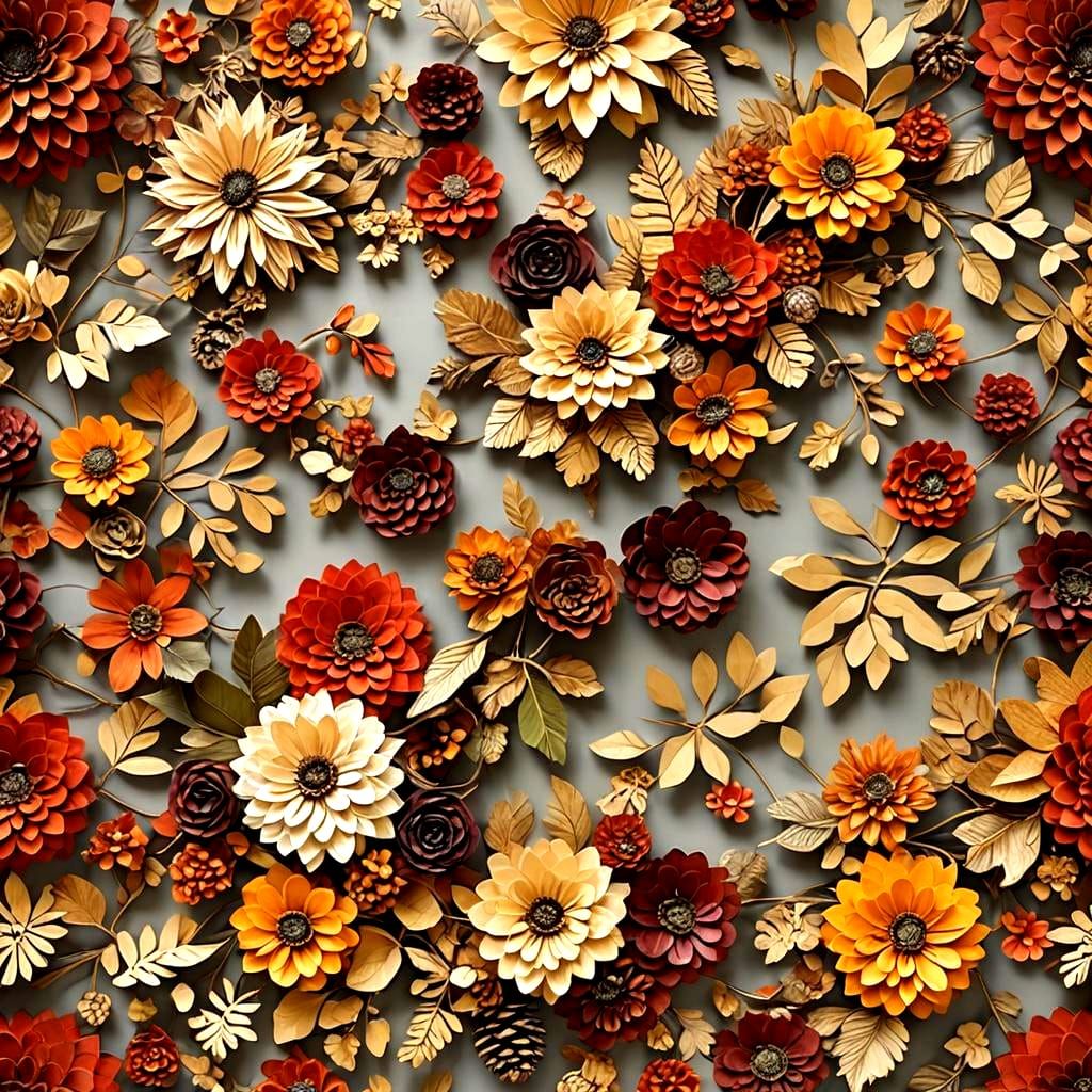 Autumn Floral Wreath in 3D