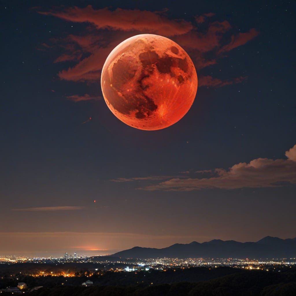 Dramatic Blood Moon Illuminates Night Sky