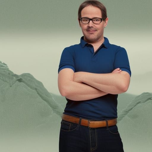 45-Year-Old Man in Detailed Matte Painting