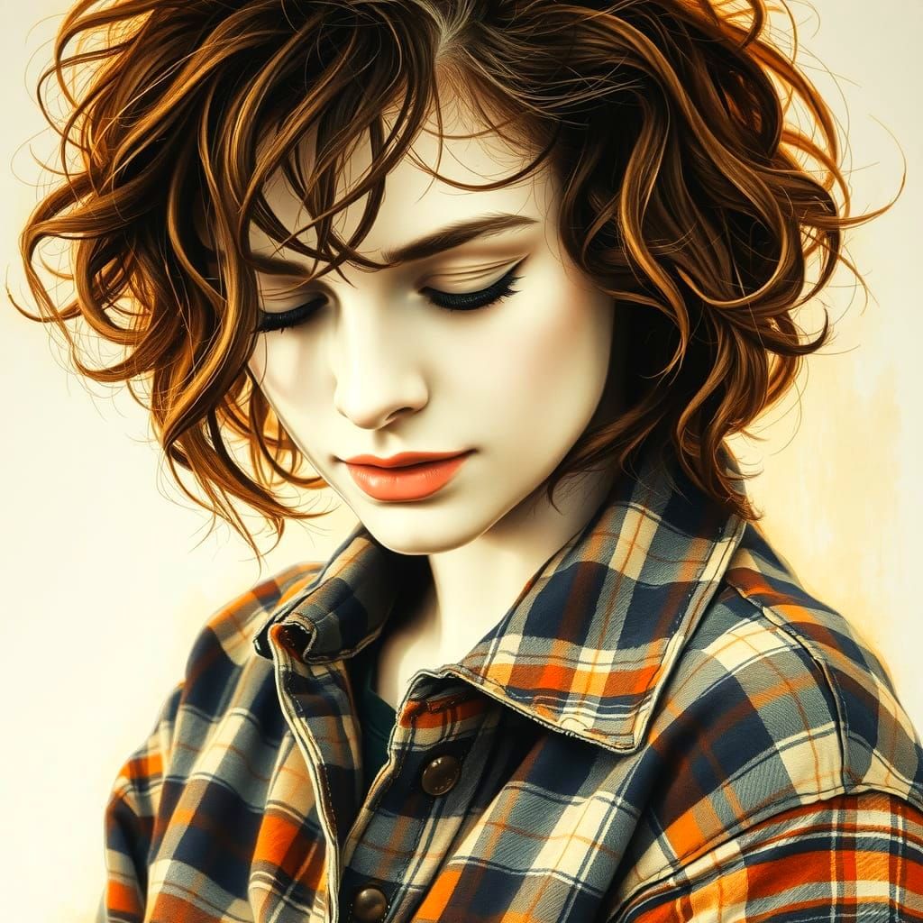 Grunge Portrait of a Charming 1990s Woman