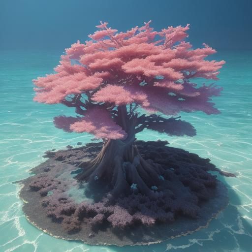 Anime Octopus Puppy Chasing Fish in Coral Reef