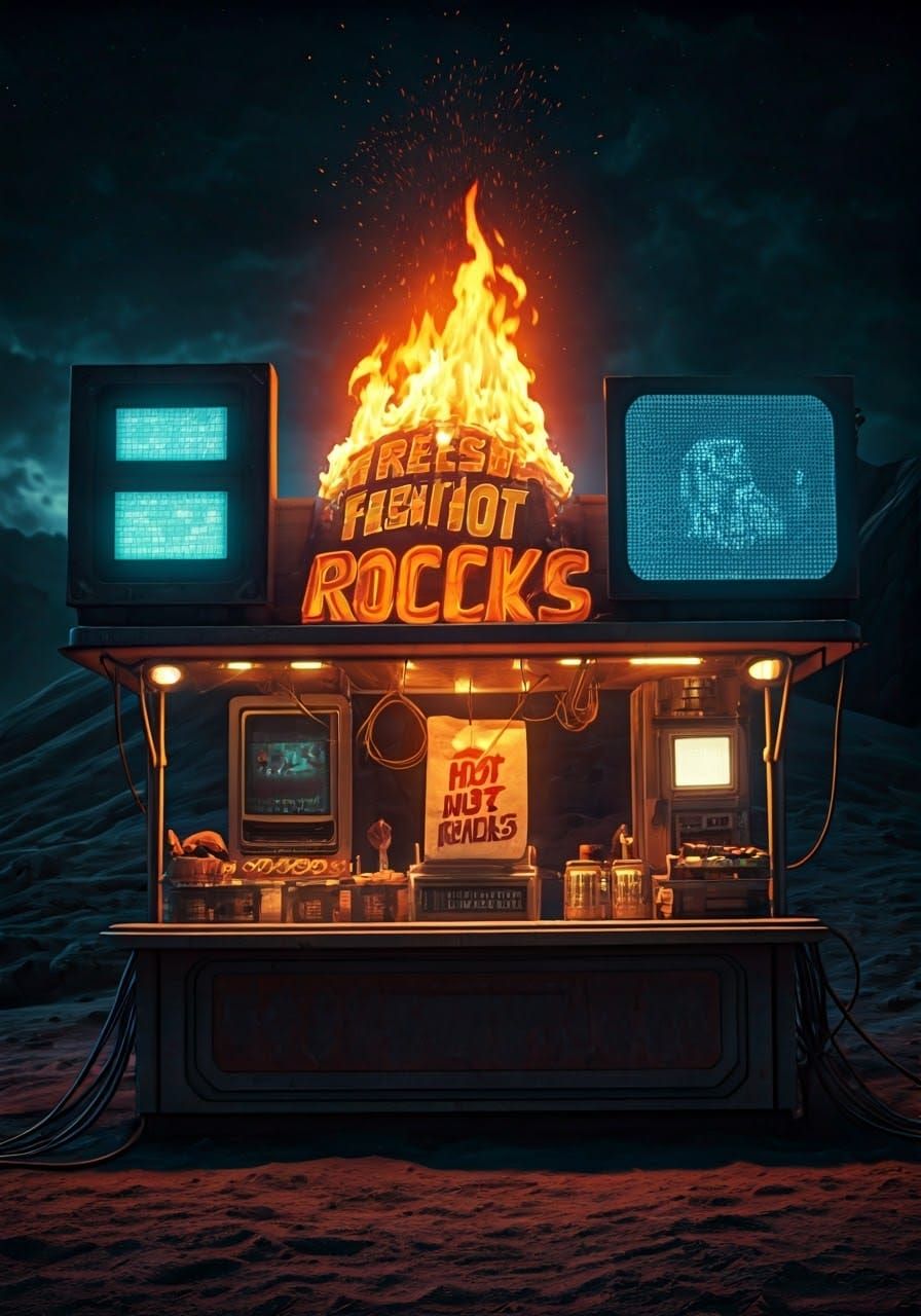 Retro Food Stall on Volcano in Star Trek Style