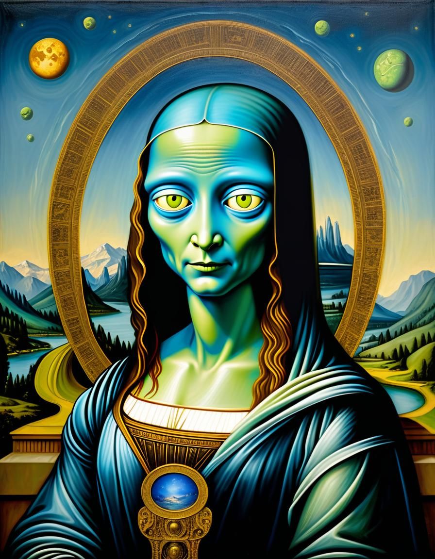 Alien Mona Lisa: Renaissance Oil Painting Style
