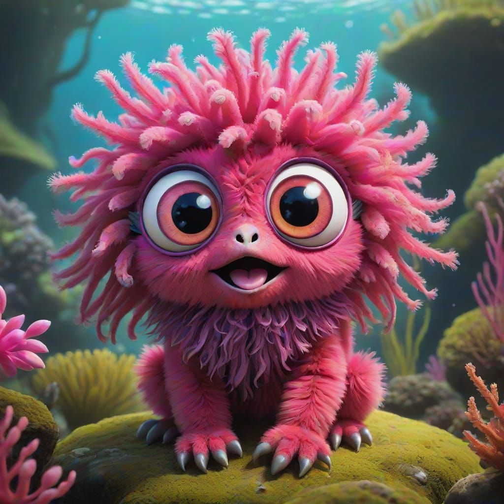 Surreal Fuchsia Marshland Creature Reveals Joyful Happy Worl...