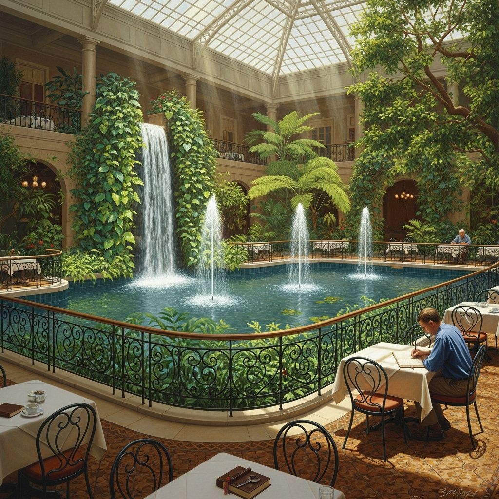 Ornate Interior Water Garden Oil Painting