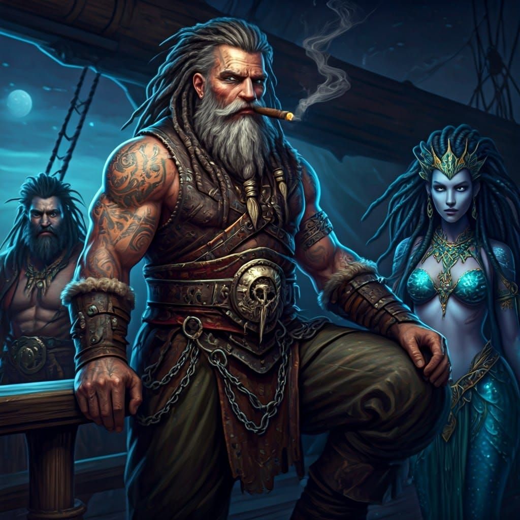 Viking Warrior in Rugged Attire, with Intricate Tattoos and ...