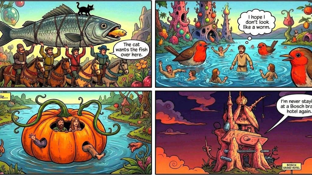 Surreal Landscape with Enigmatic Figures