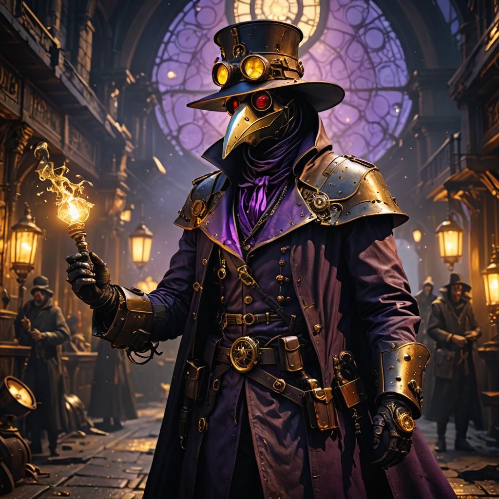 Steampunk Plague Doctor in Dark Fantasy Style