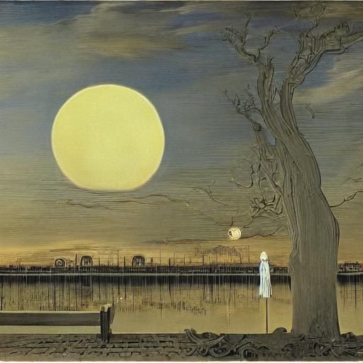 Surreal Moonlit Train Station in Dreamlike Style