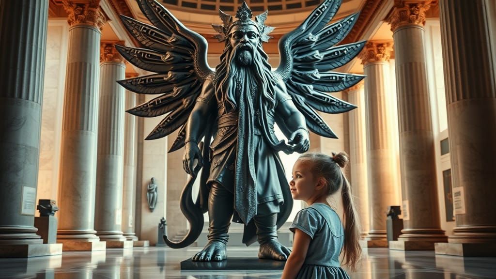 High Definition Artistic Statue of Annunachi in Elegant Tuni...