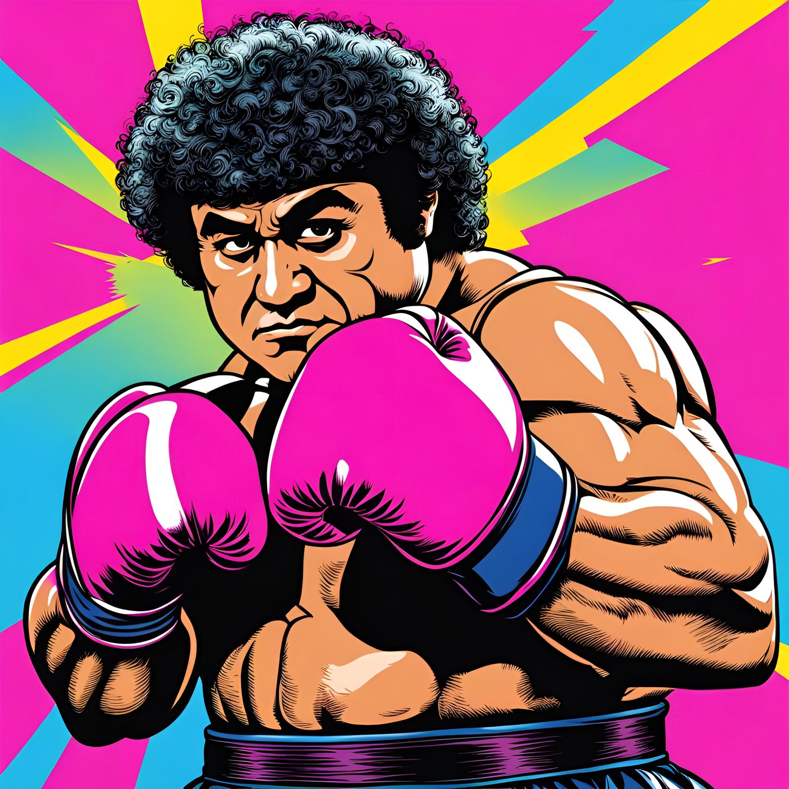 Danny Devito Cyberpunk Dwarf Boxer in Vaporwave Style