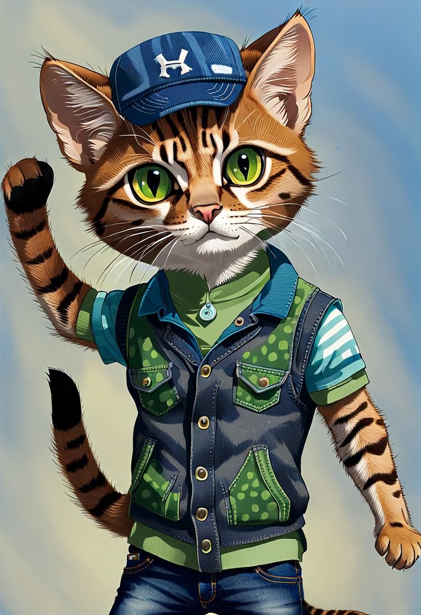 Rusty Spotted Cat Kitten in Pixar Style