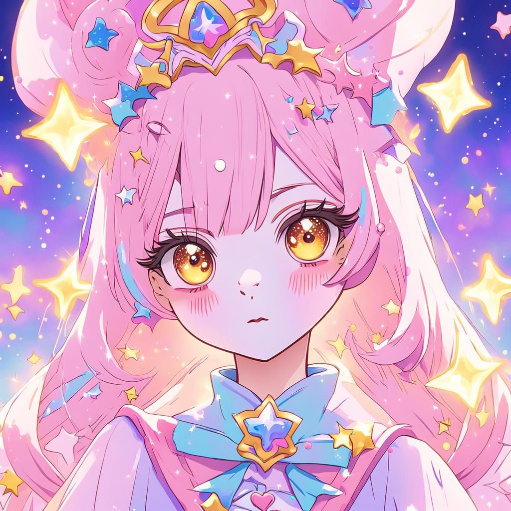 Kawaii Anime Girl with Tiara in Pastel Colors