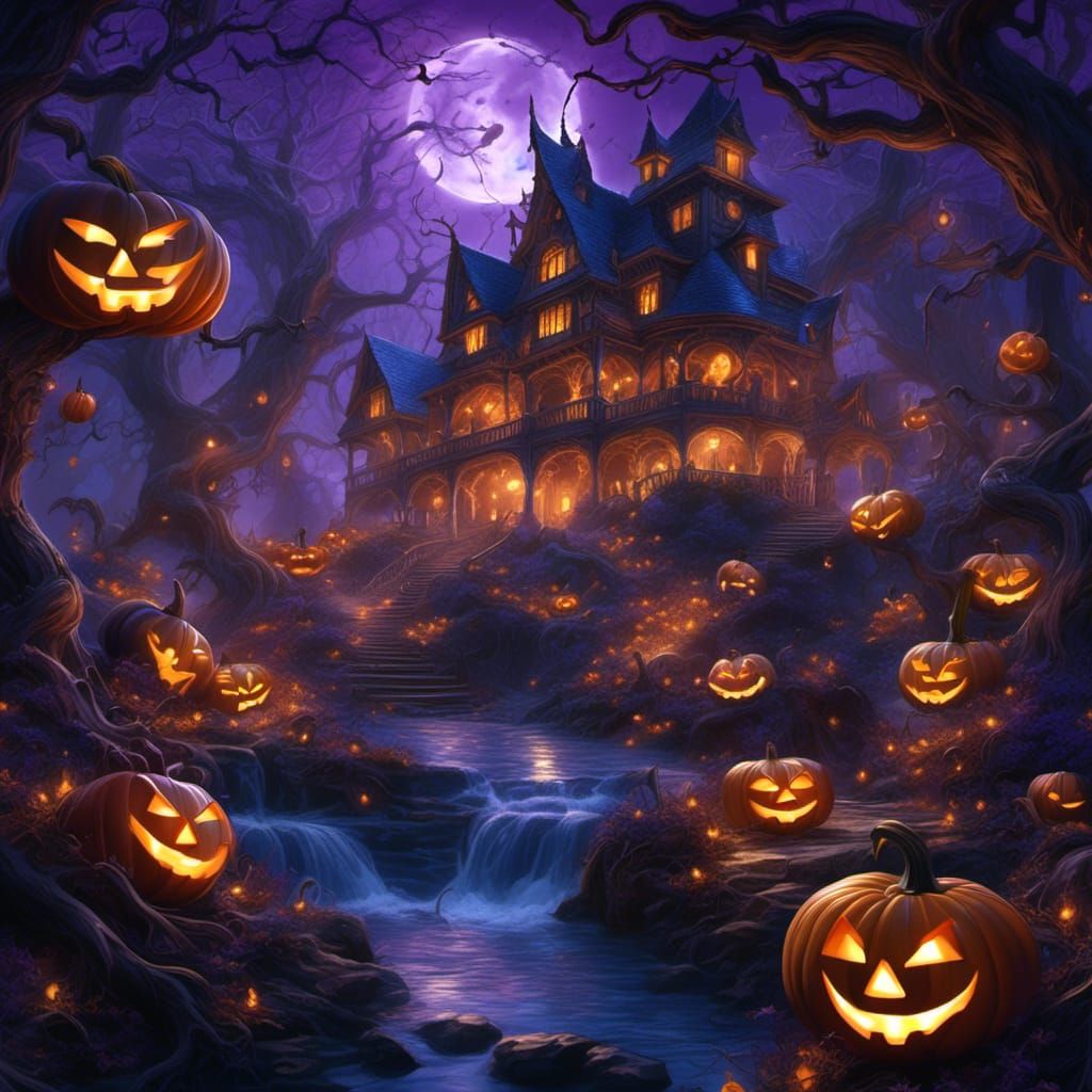 Halloween Dance of Witches and Goblins in Fractal Art