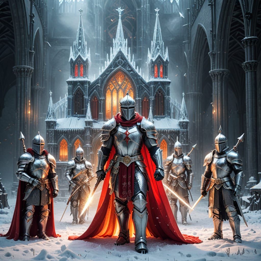 Epic Winter Knight Defends the King in a Snow-Covered Battle...