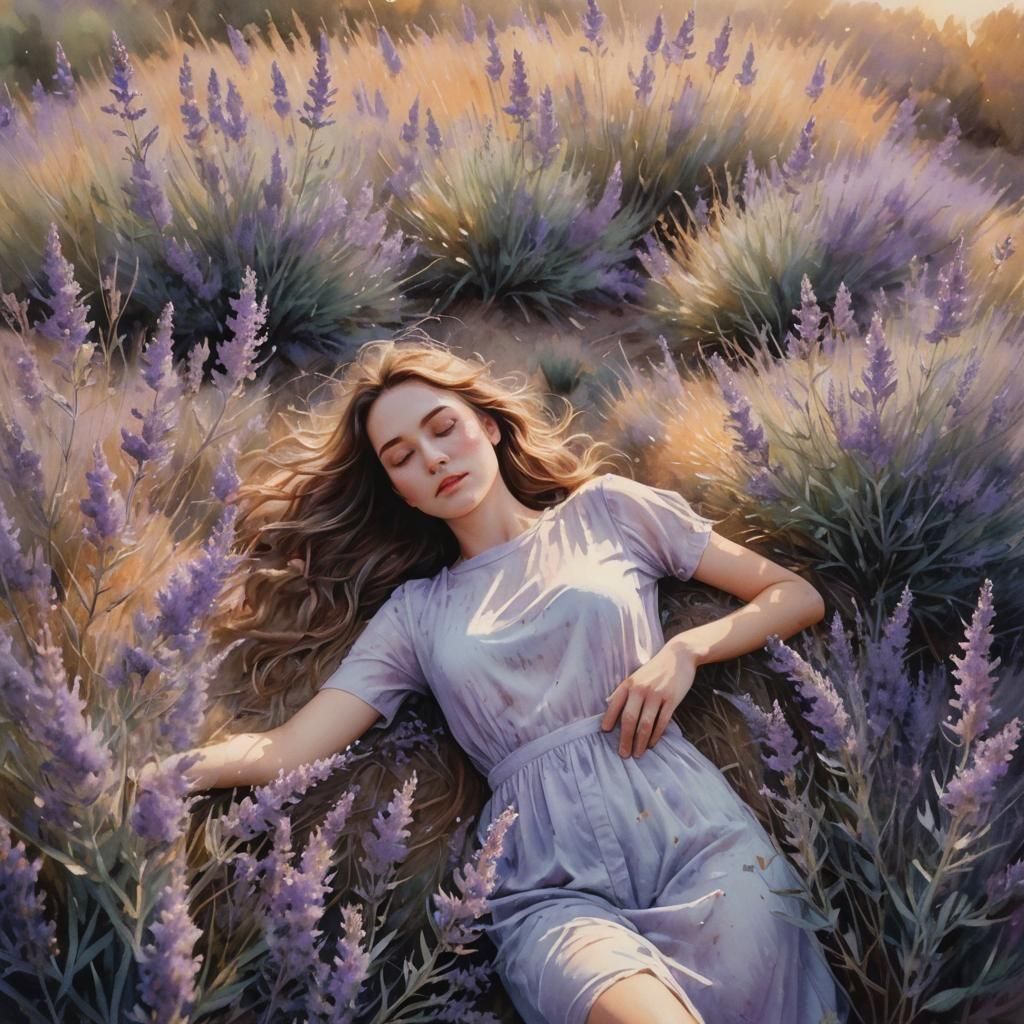 Watercolor Field of Russian Sage
