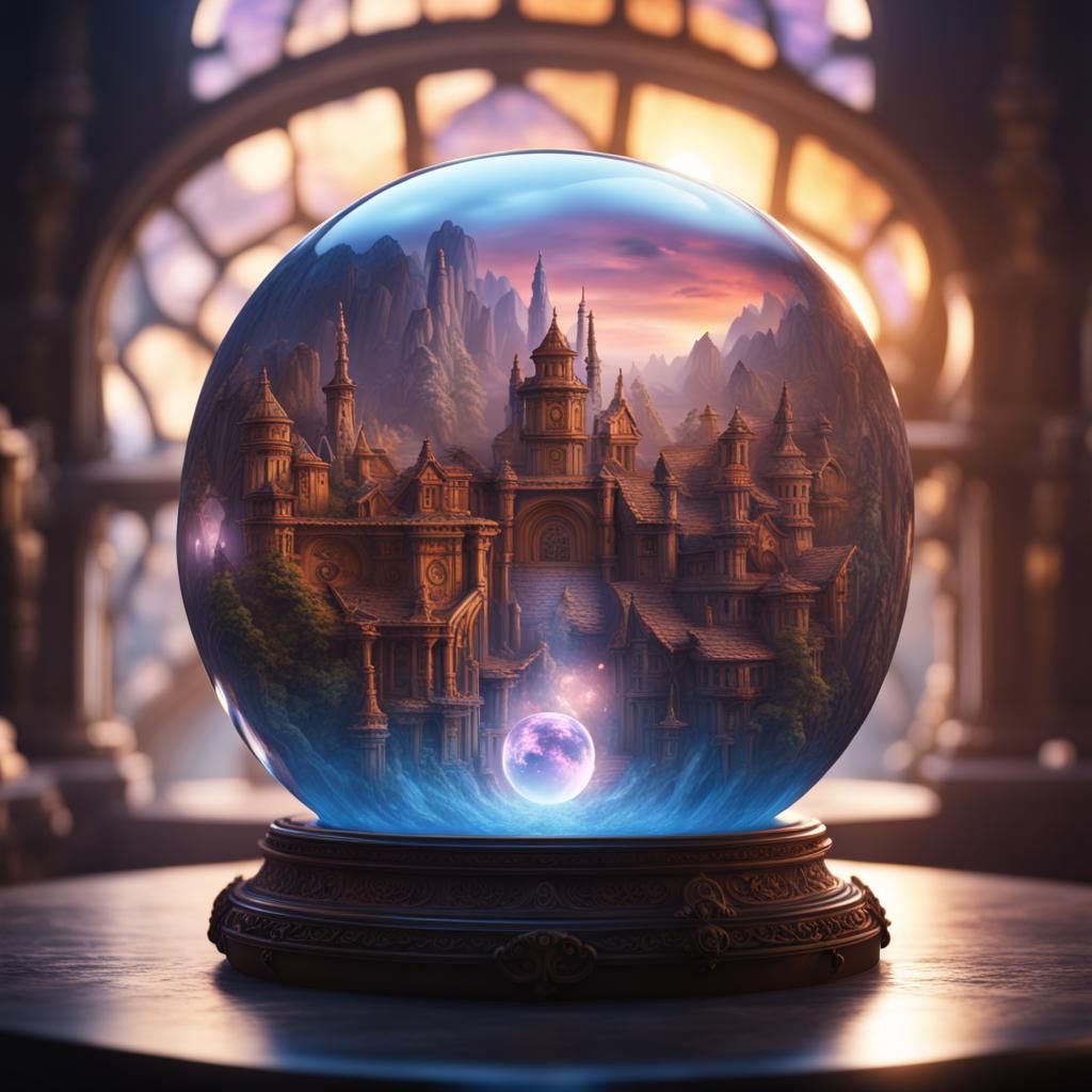 World Inside Crystal Ball: Detailed Matte Painting