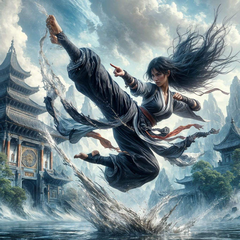 Martial Arts Warrior Monk in Serene Monastery